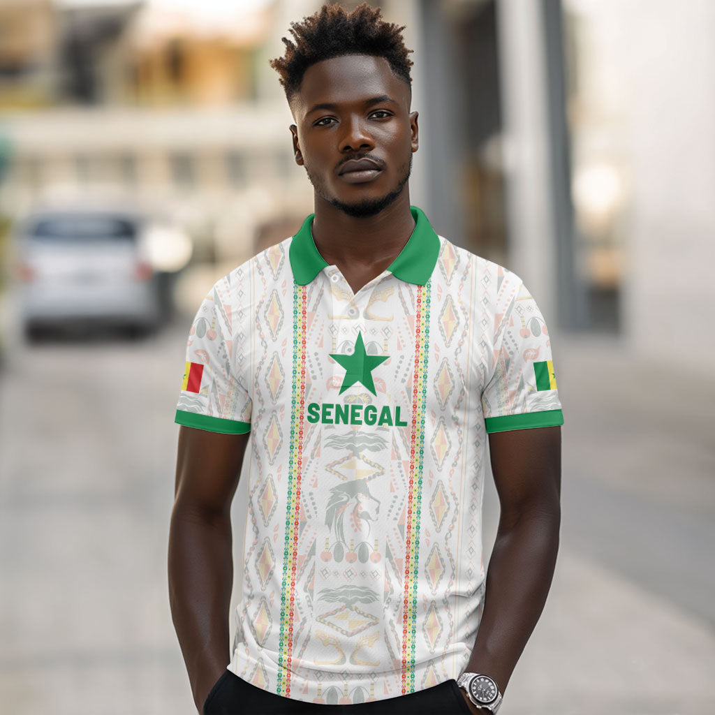 Custom Senegal Football 2026 Polo Shirt Car Rapide-Inspired Pattern