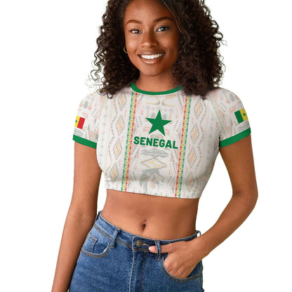 Custom Senegal Football 2026 Raglan Cropped T shirt Car Rapide-Inspired Pattern