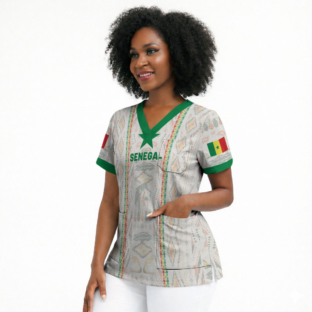 Custom Senegal Football 2026 Scrub Top Car Rapide-Inspired Pattern