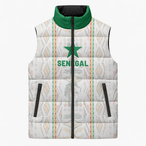 Custom Senegal Football 2026 Sleeveless Puffer Jacket Car Rapide-Inspired Pattern