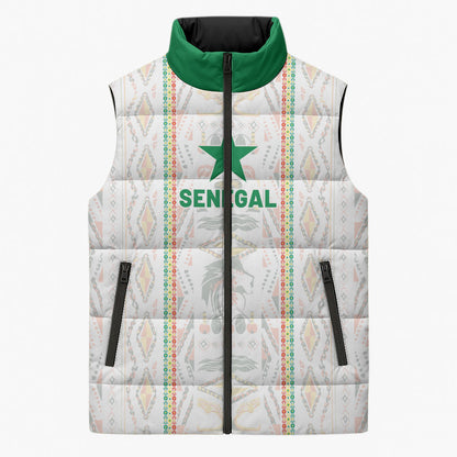 Custom Senegal Football 2026 Sleeveless Puffer Jacket Car Rapide-Inspired Pattern