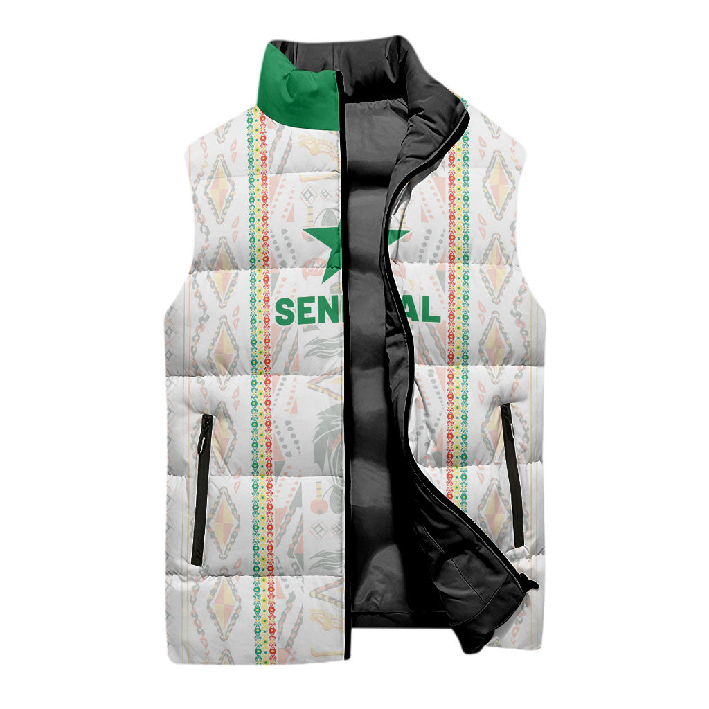 Custom Senegal Football 2026 Sleeveless Puffer Jacket Car Rapide-Inspired Pattern