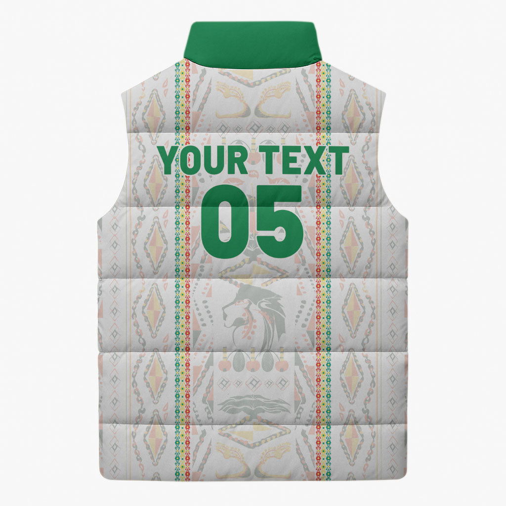 Custom Senegal Football 2026 Sleeveless Puffer Jacket Car Rapide-Inspired Pattern