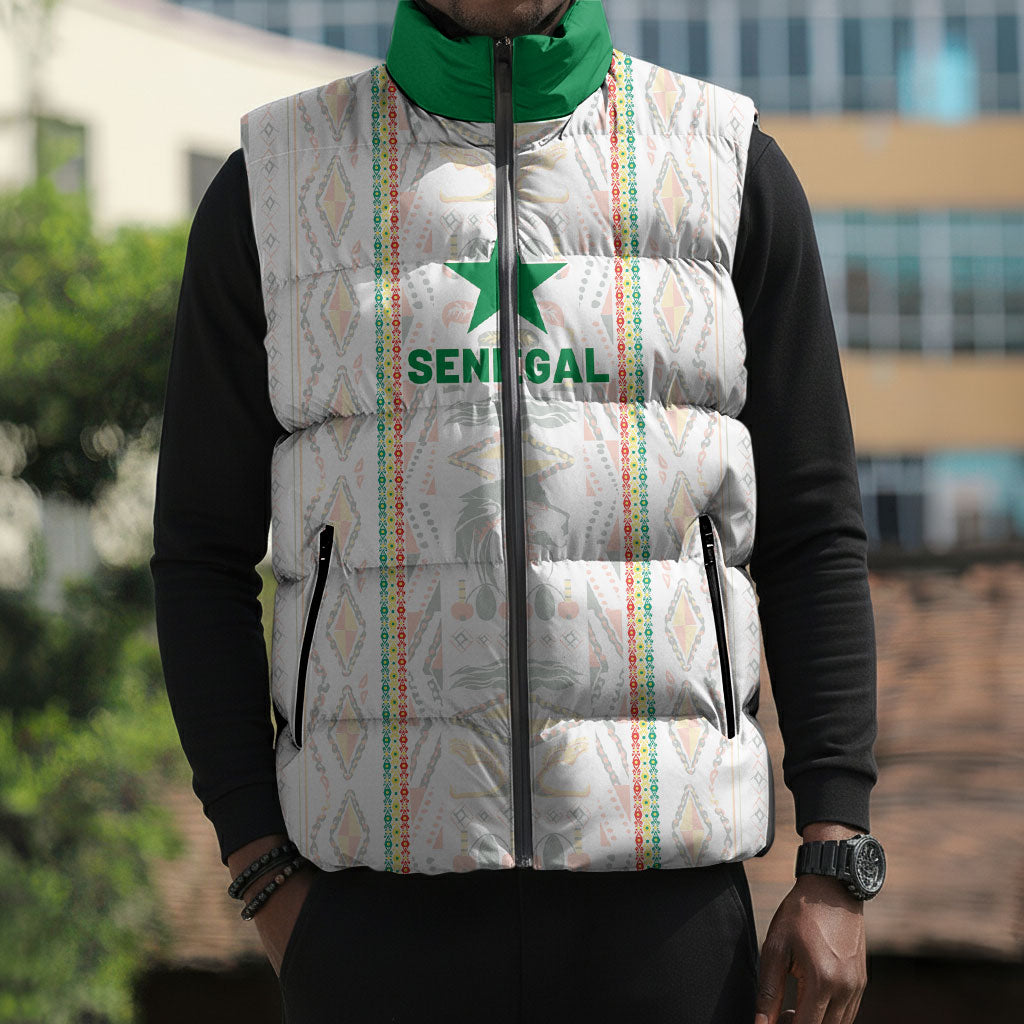 Custom Senegal Football 2026 Sleeveless Puffer Jacket Car Rapide-Inspired Pattern