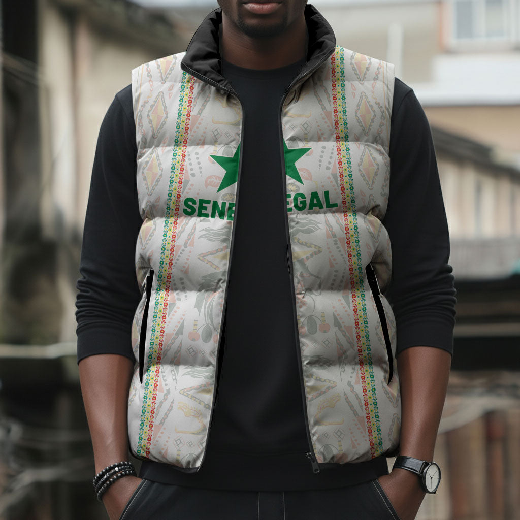 Custom Senegal Football 2026 Sleeveless Puffer Jacket Car Rapide-Inspired Pattern