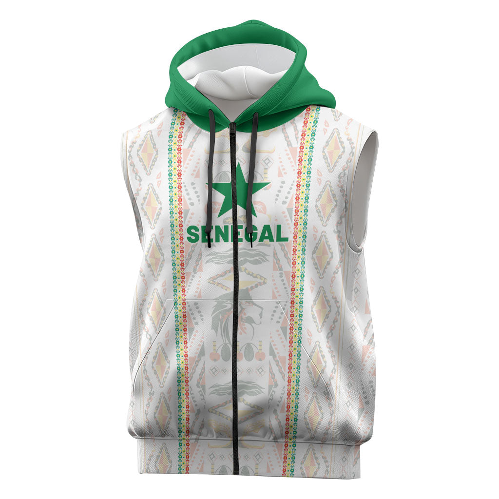 Custom Senegal Football 2026 Sleeveless Zip Hoodie Car Rapide-Inspired Pattern