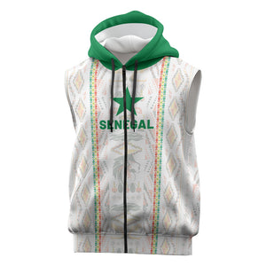 Custom Senegal Football 2026 Sleeveless Zip Hoodie Car Rapide-Inspired Pattern