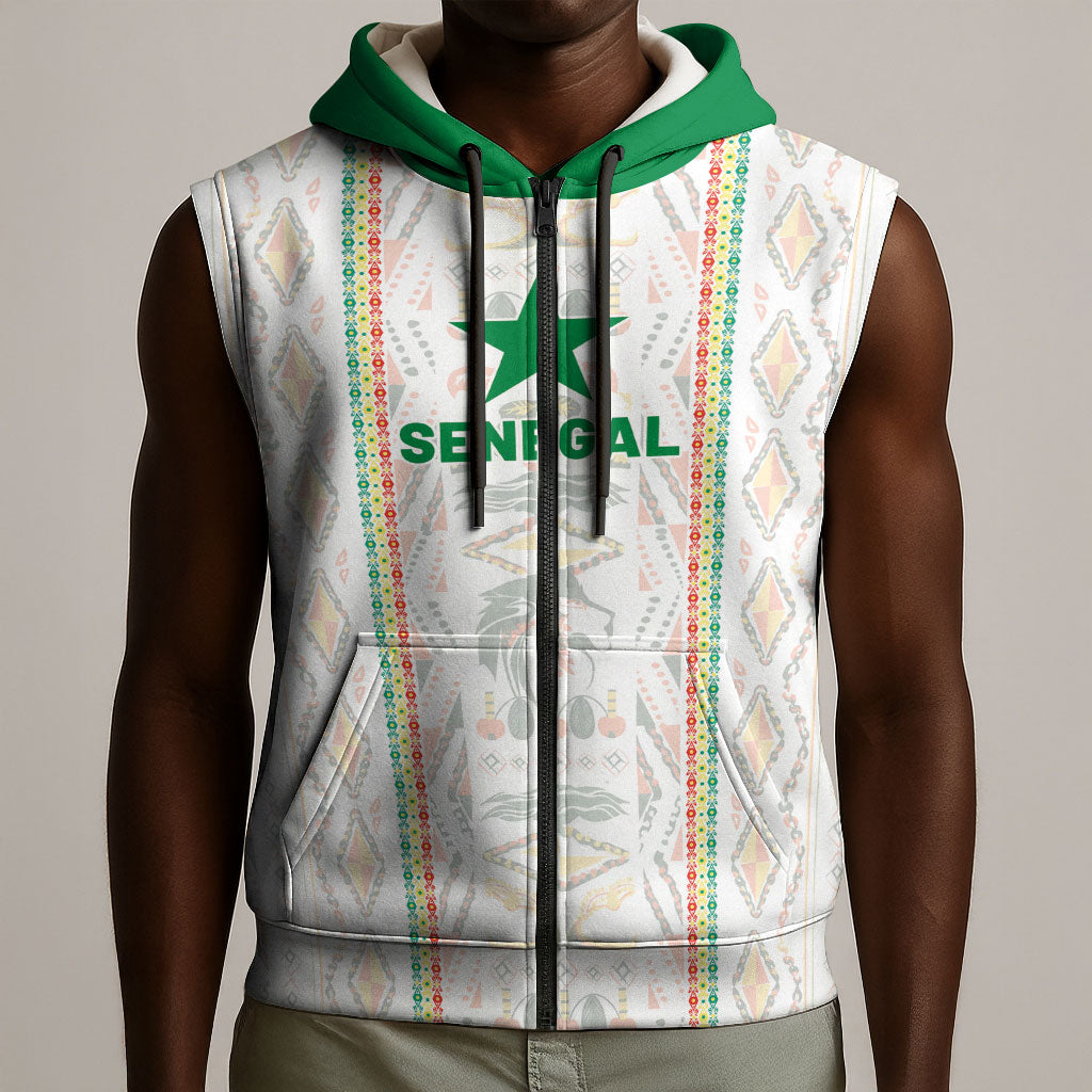 Custom Senegal Football 2026 Sleeveless Zip Hoodie Car Rapide-Inspired Pattern