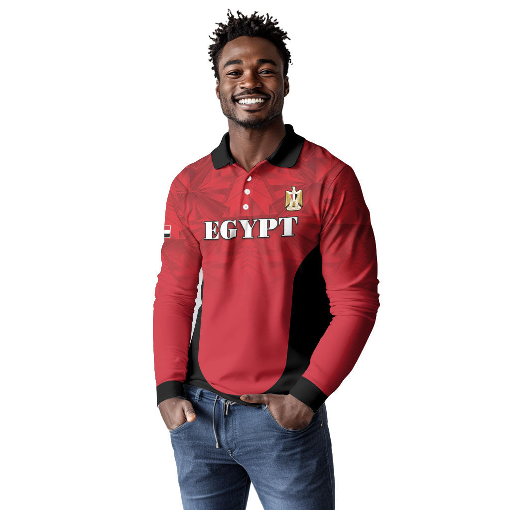 Custom Egypt Football 2026 Long Sleeve Polo Shirt Go Pharaohs Special Style