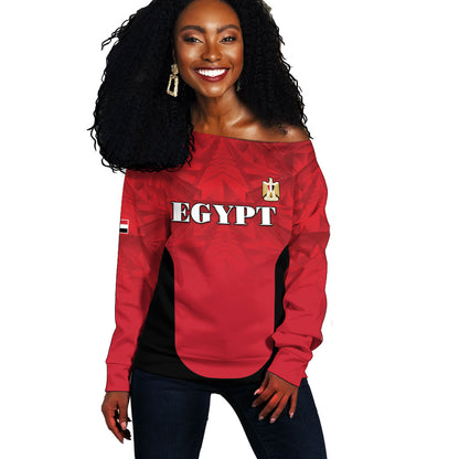 Custom Egypt Football 2026 Off Shoulder Sweater Go Pharaohs Special Style