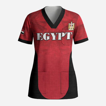 Custom Egypt Football 2026 Scrub Top Go Pharaohs Special Style