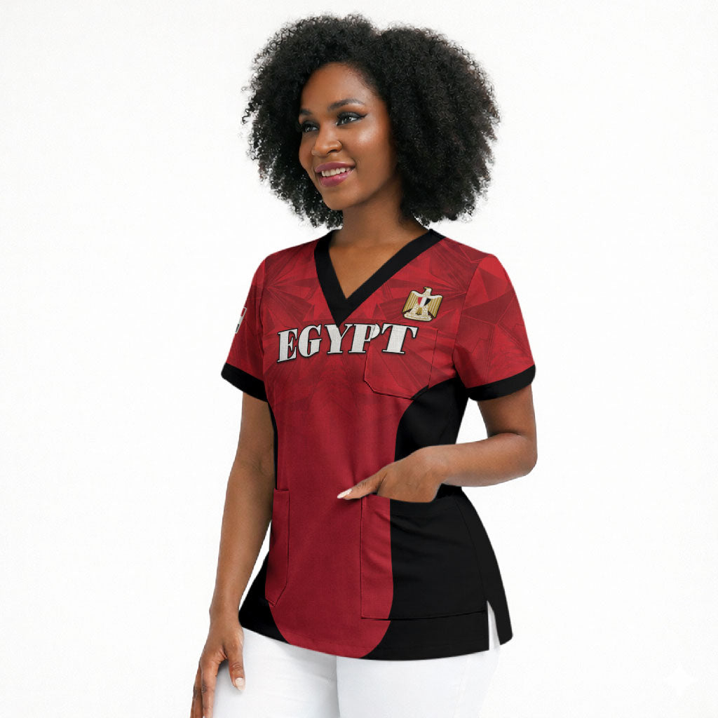 Custom Egypt Football 2026 Scrub Top Go Pharaohs Special Style