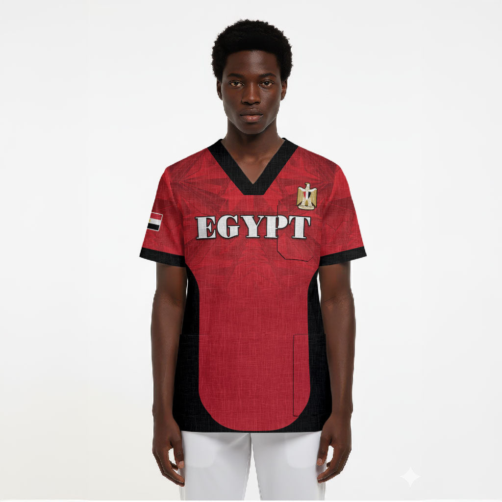 Custom Egypt Football 2026 Scrub Top Go Pharaohs Special Style