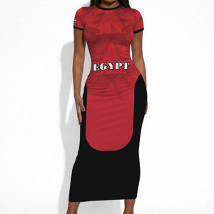 Custom Egypt Football 2026 Short Sleeve Bodycon Dress Go Pharaohs Special Style