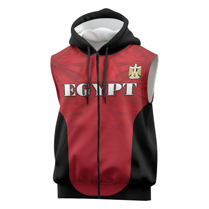 Custom Egypt Football 2026 Sleeveless Zip Hoodie Go Pharaohs Special Style