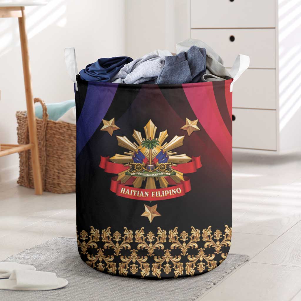 Haiti And Philippines Laundry Basket Haitian Filipino Heritage Crest
