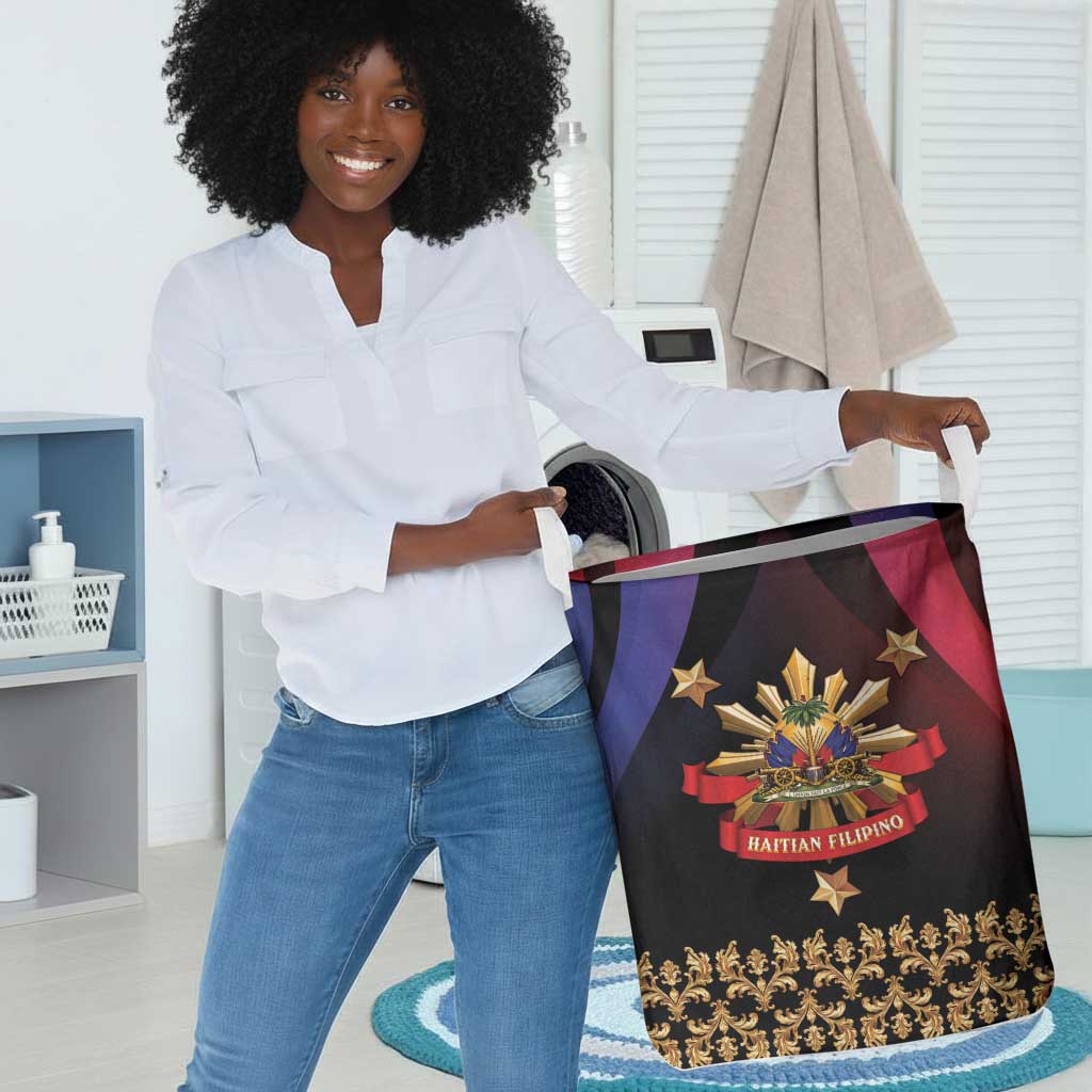 Haiti And Philippines Laundry Basket Haitian Filipino Heritage Crest