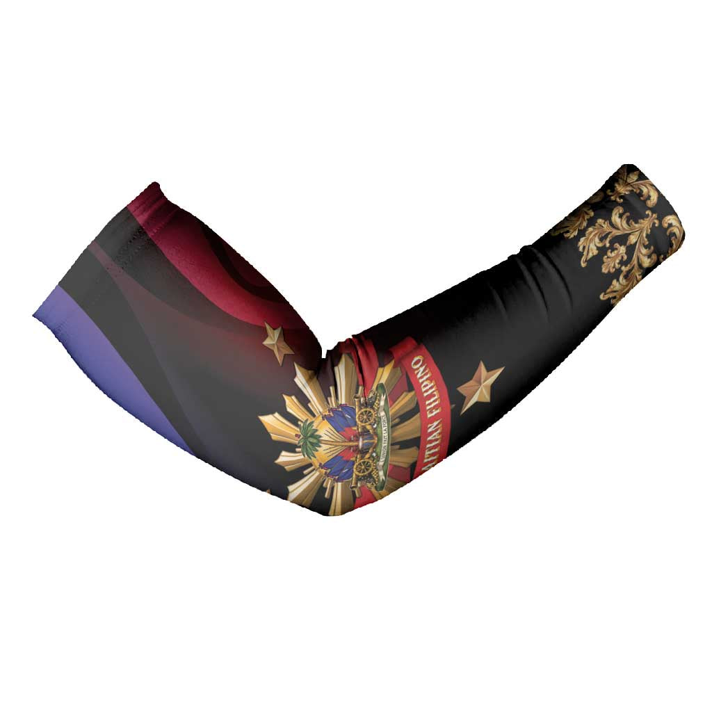 Personalized Haiti And Philippines Arm Sleeves Haitian Filipino Heritage Crest