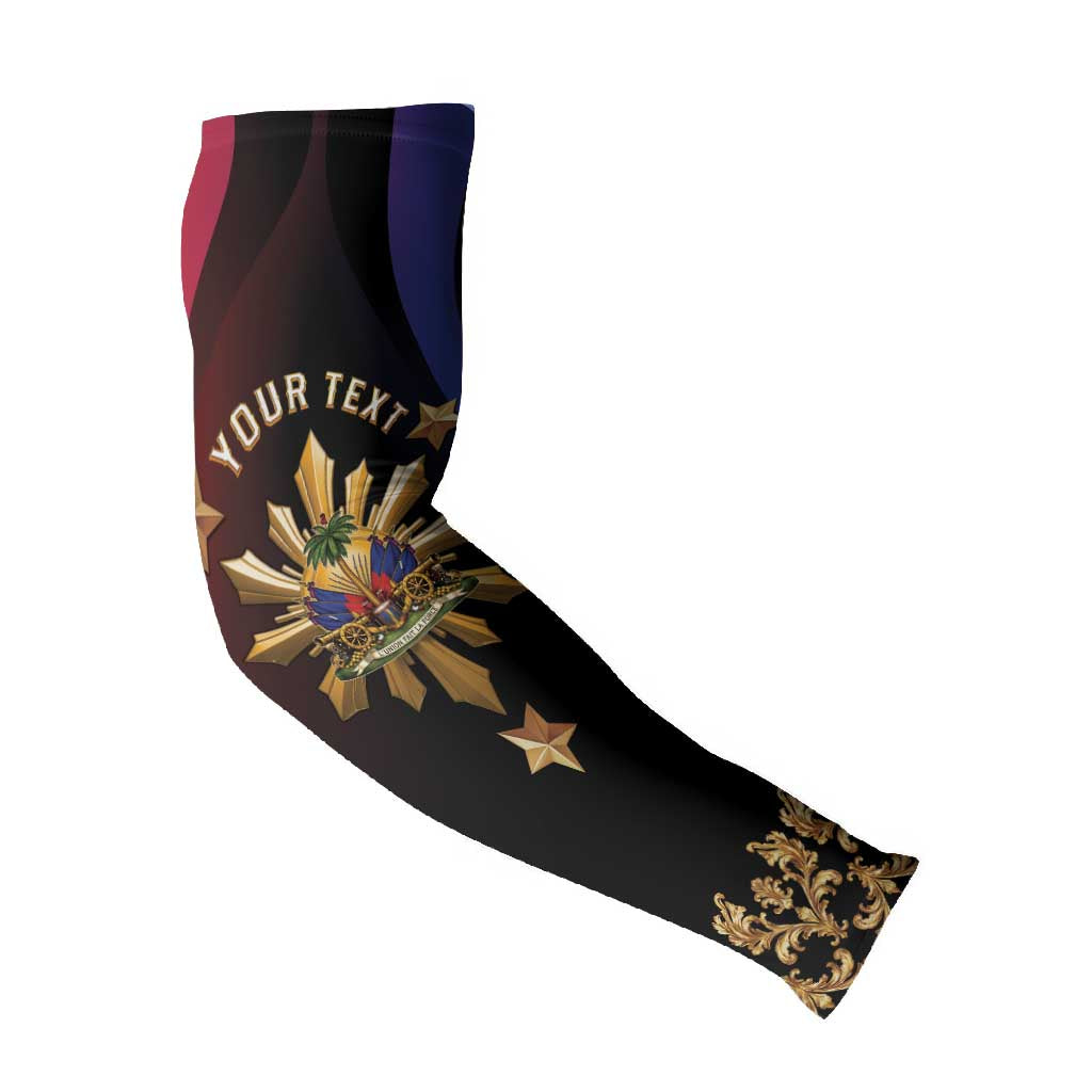 Personalized Haiti And Philippines Arm Sleeves Haitian Filipino Heritage Crest