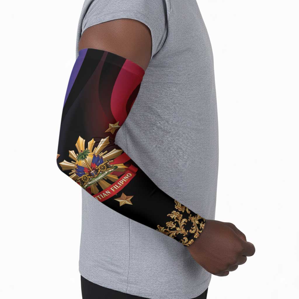 Personalized Haiti And Philippines Arm Sleeves Haitian Filipino Heritage Crest