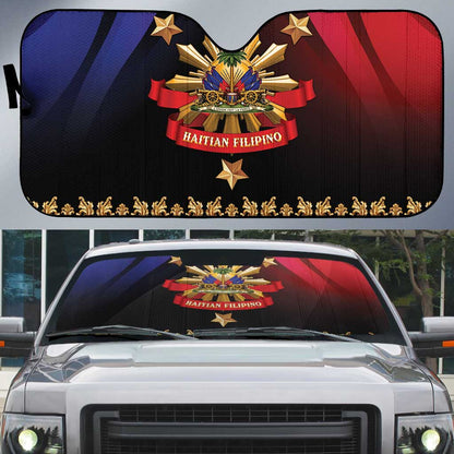 Haiti And Philippines Auto Sun Shade Haitian Filipino Heritage Crest