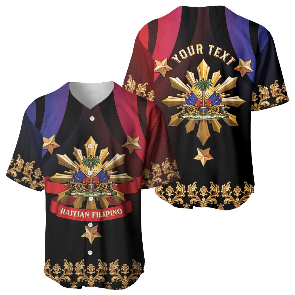 Personalized Haiti And Philippines Baseball Jersey Haitian Filipino Heritage Crest