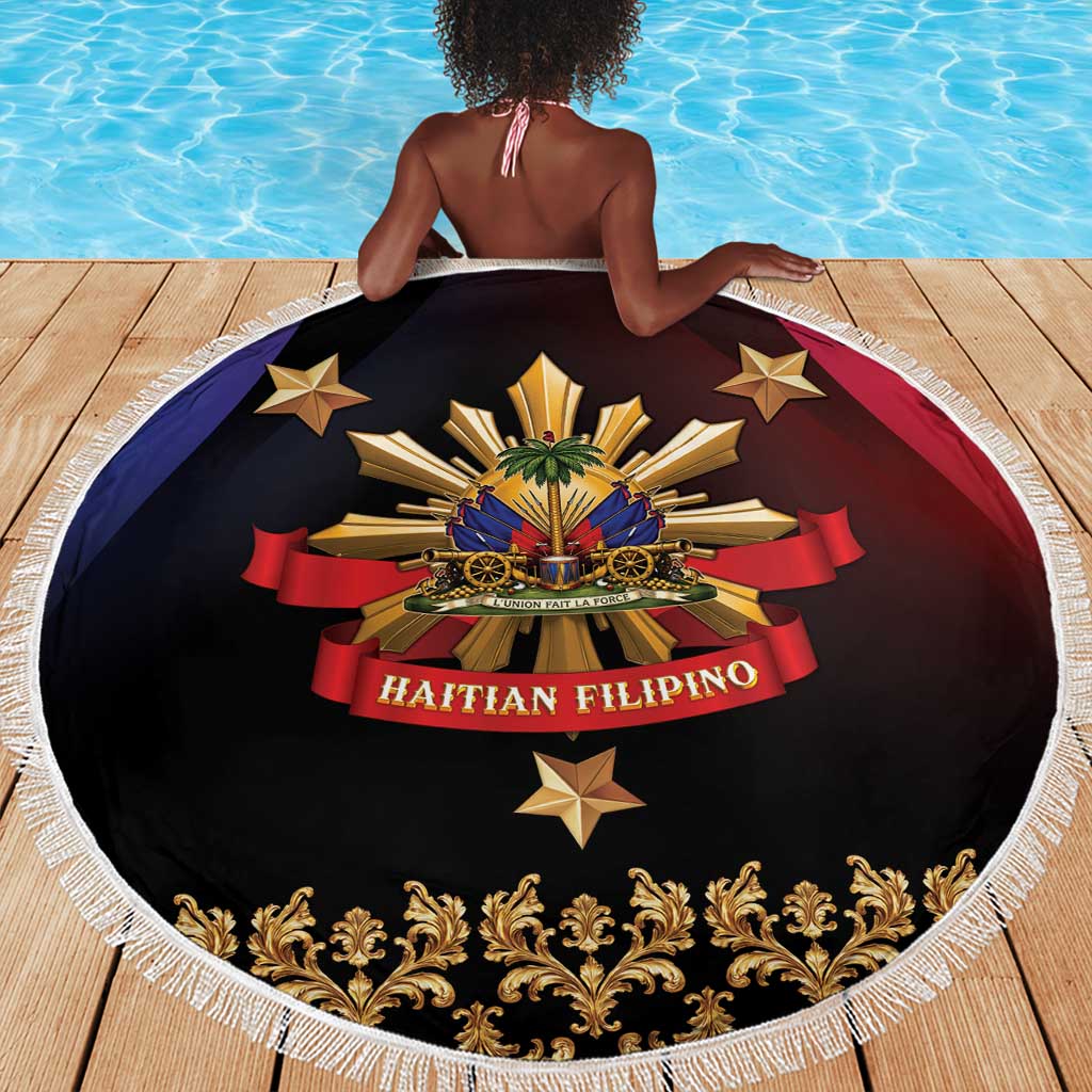 Haiti And Philippines Beach Blanket Haitian Filipino Heritage Crest