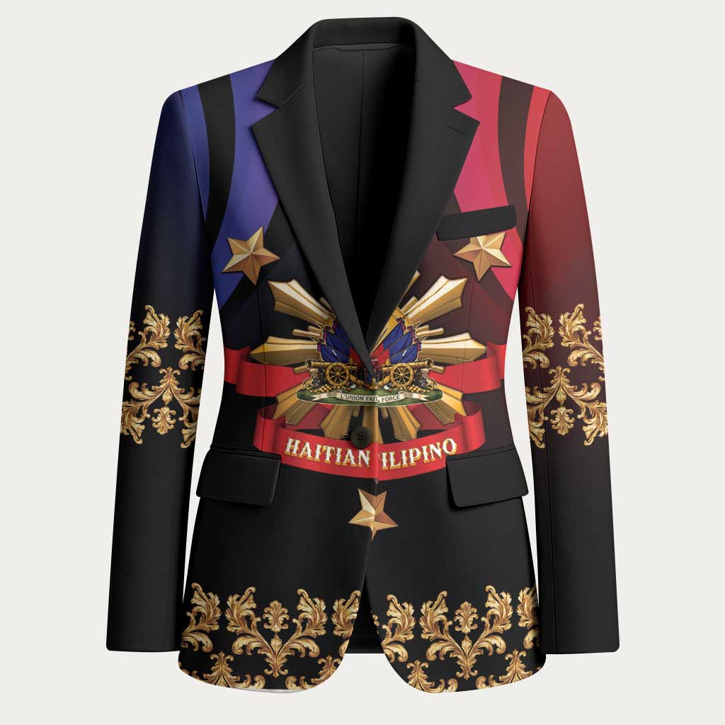 Personalized Haiti And Philippines Blazer Haitian Filipino Heritage Crest