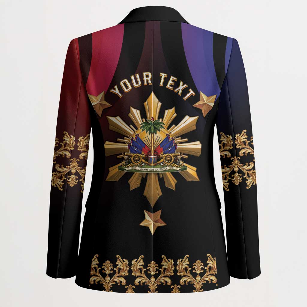Personalized Haiti And Philippines Blazer Haitian Filipino Heritage Crest