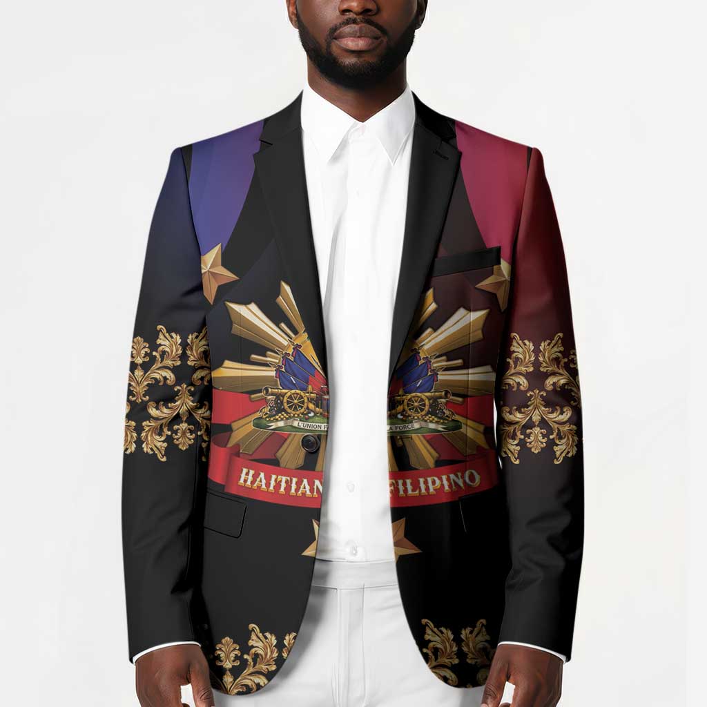 Personalized Haiti And Philippines Blazer Haitian Filipino Heritage Crest