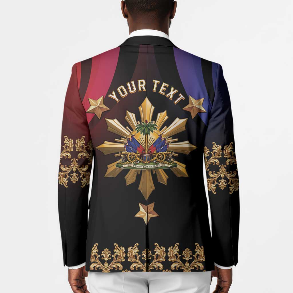 Personalized Haiti And Philippines Blazer Haitian Filipino Heritage Crest