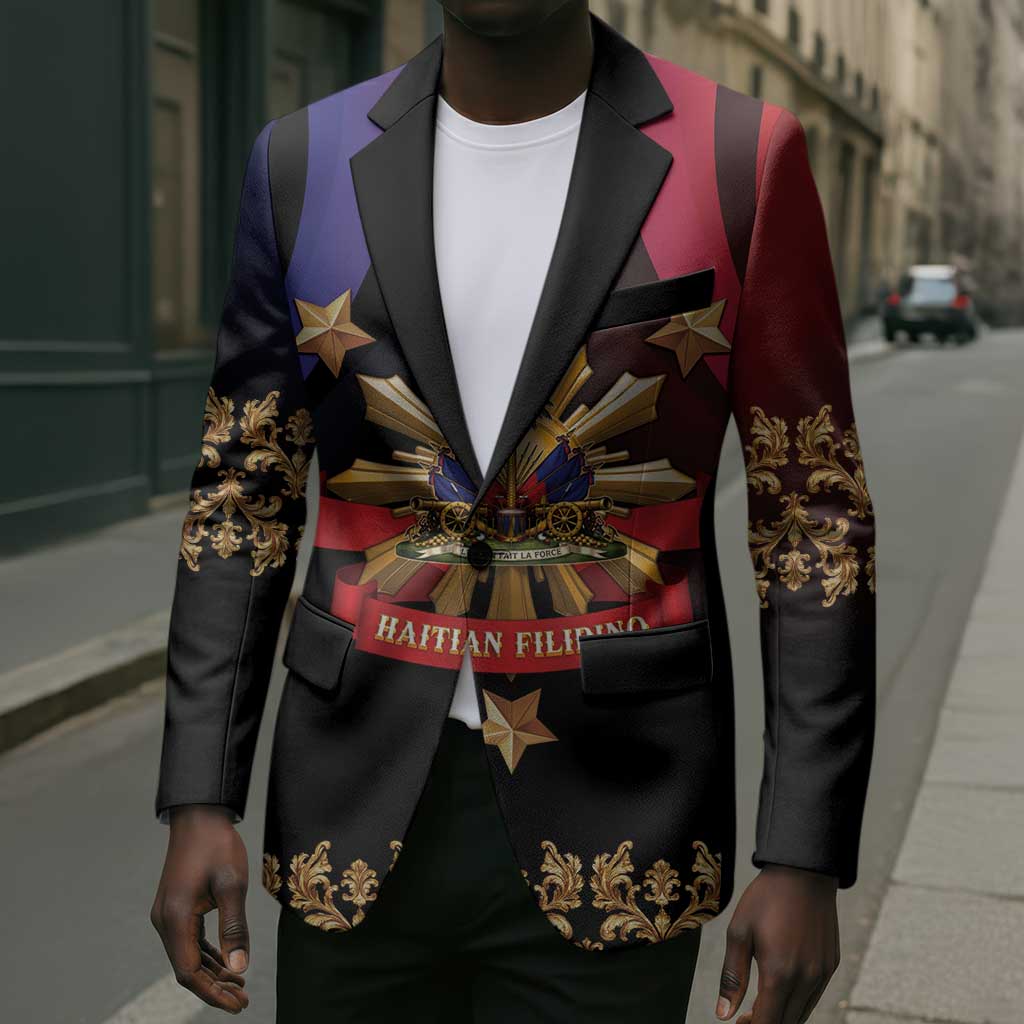 Personalized Haiti And Philippines Blazer Haitian Filipino Heritage Crest