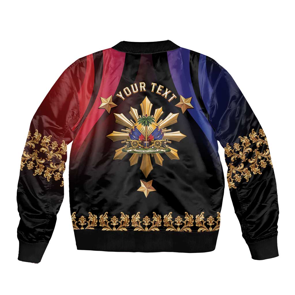 Personalized Haiti And Philippines Bomber Jacket Haitian Filipino Heritage Crest