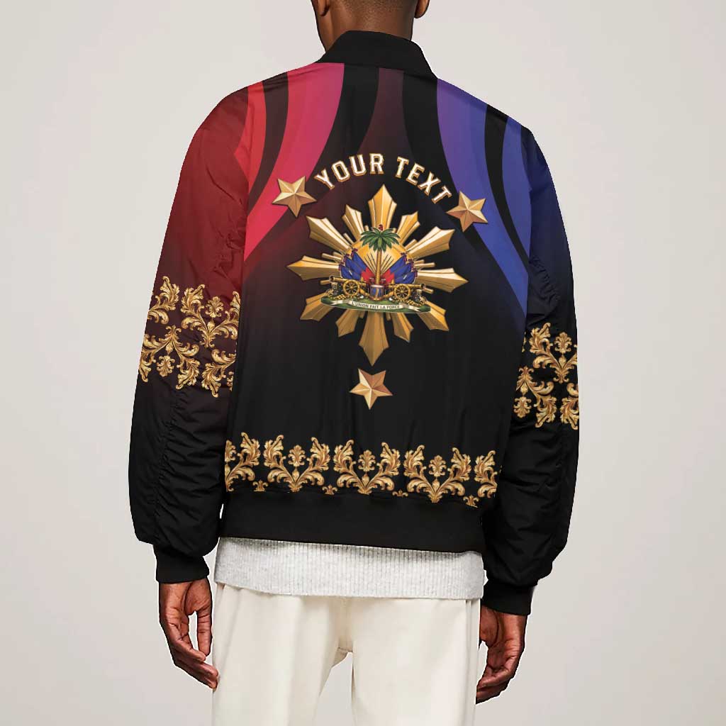 Personalized Haiti And Philippines Bomber Jacket Haitian Filipino Heritage Crest