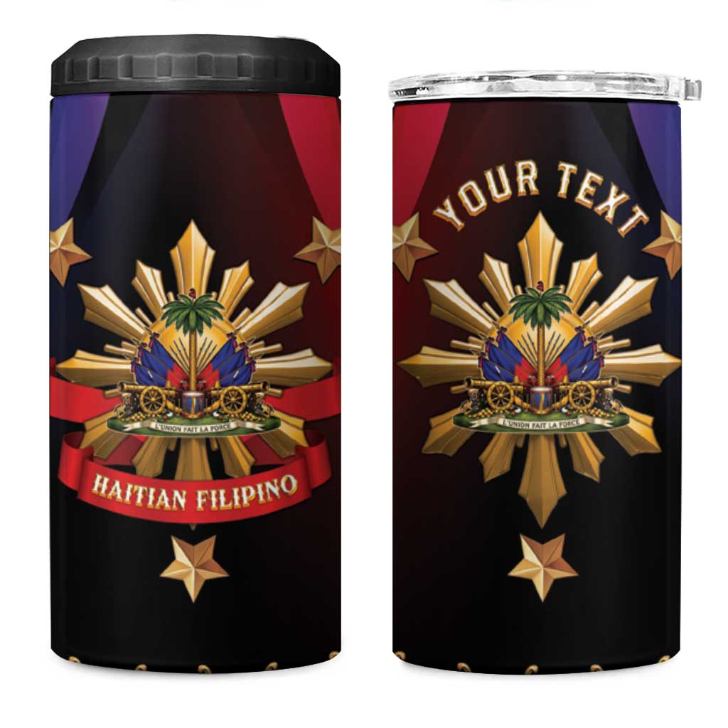 Personalized Haiti And Philippines 4 in 1 Can Cooler Tumbler Haitian Filipino Heritage Crest