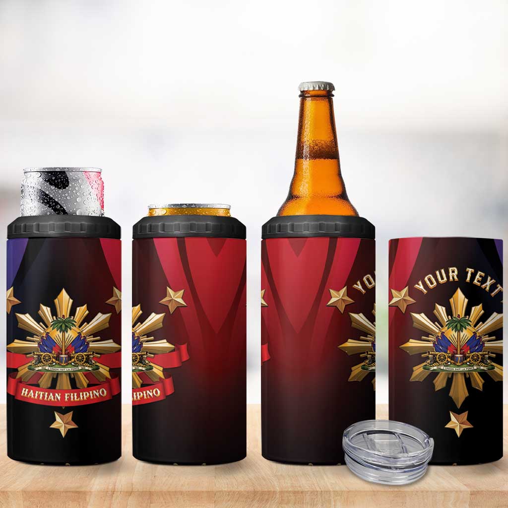 Personalized Haiti And Philippines 4 in 1 Can Cooler Tumbler Haitian Filipino Heritage Crest