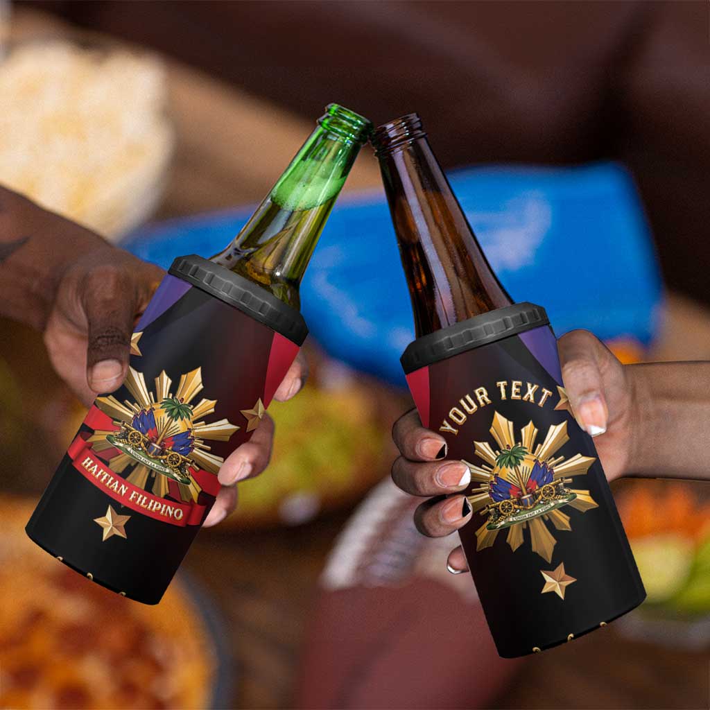 Personalized Haiti And Philippines 4 in 1 Can Cooler Tumbler Haitian Filipino Heritage Crest