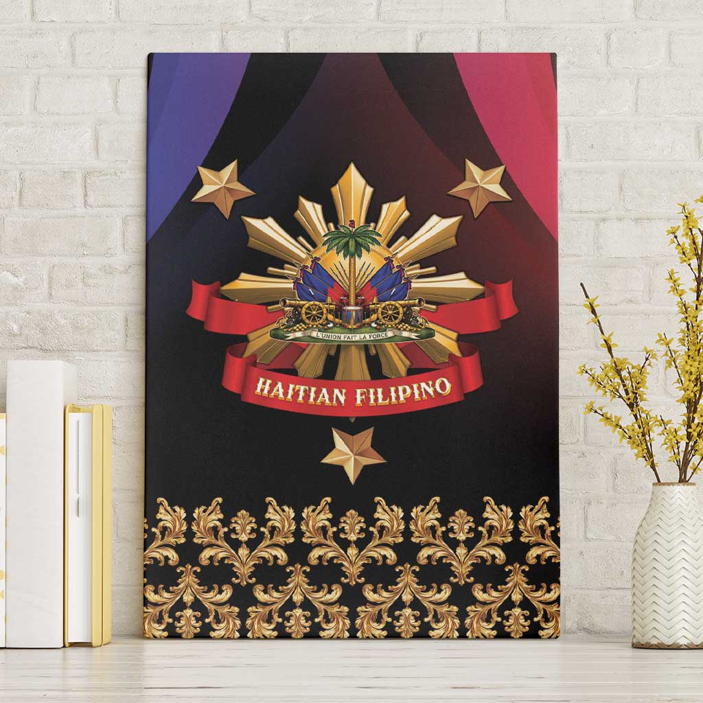 Haiti And Philippines Canvas Wall Art Haitian Filipino Heritage Crest