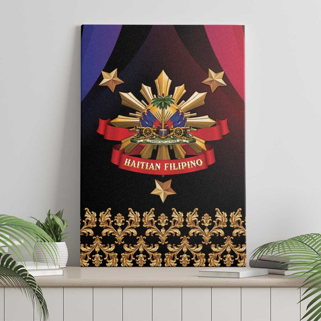 Haiti And Philippines Canvas Wall Art Haitian Filipino Heritage Crest