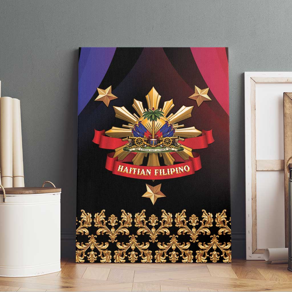 Haiti And Philippines Canvas Wall Art Haitian Filipino Heritage Crest