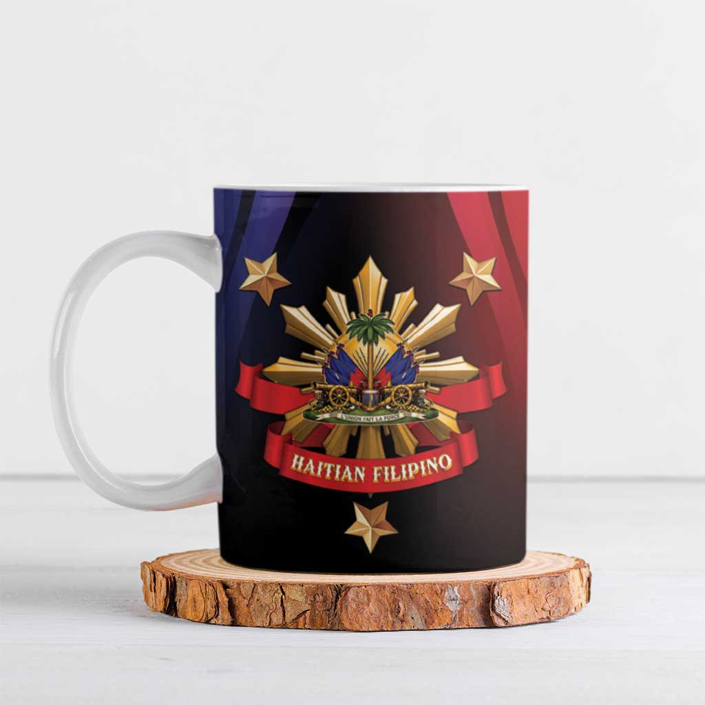 Personalized Haiti And Philippines Ceramic Mug Haitian Filipino Heritage Crest