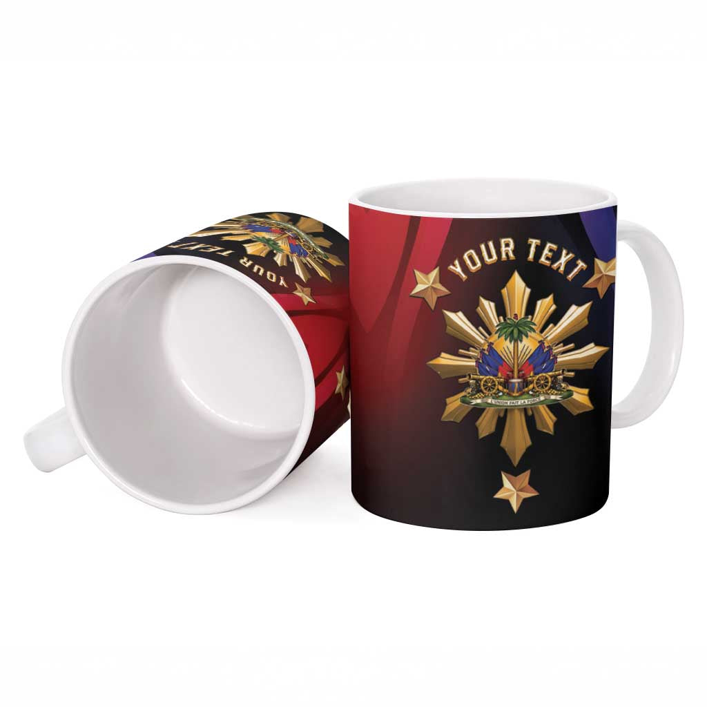 Personalized Haiti And Philippines Ceramic Mug Haitian Filipino Heritage Crest