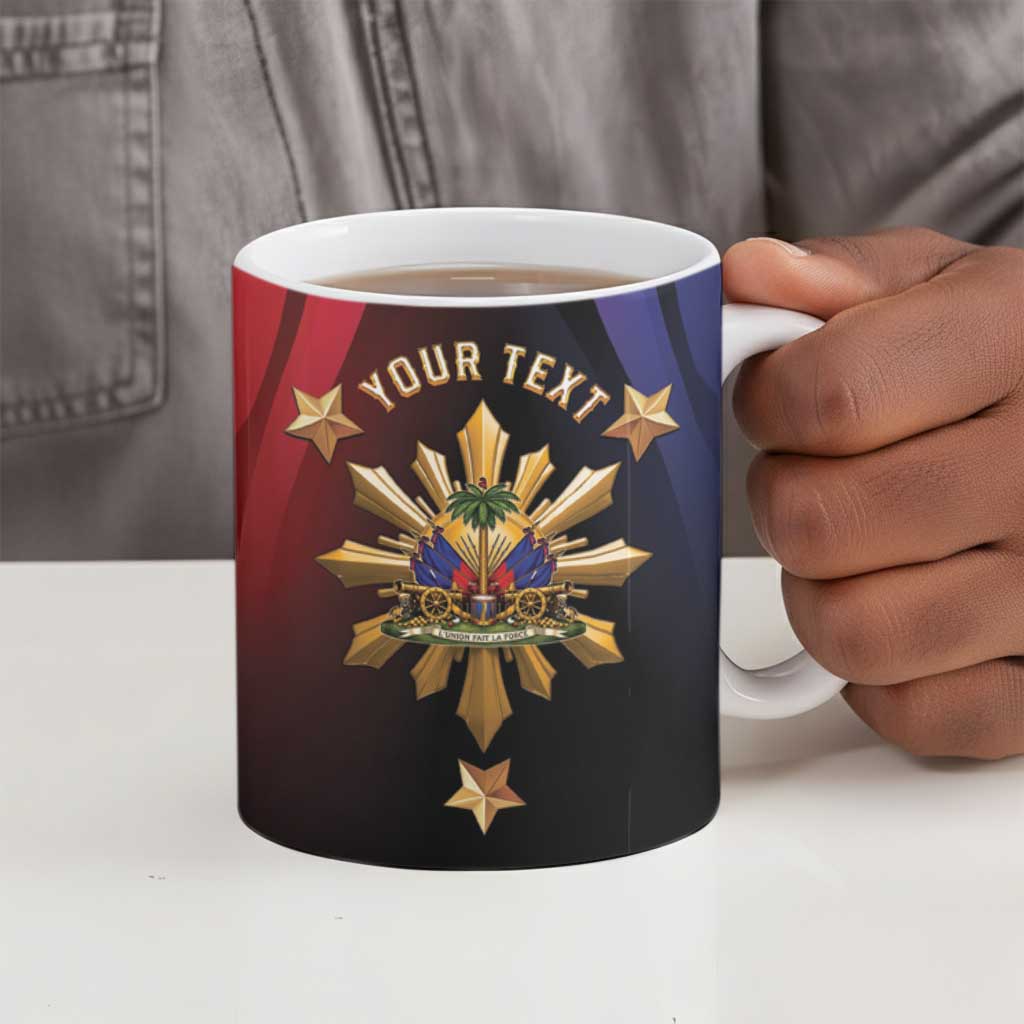 Personalized Haiti And Philippines Ceramic Mug Haitian Filipino Heritage Crest