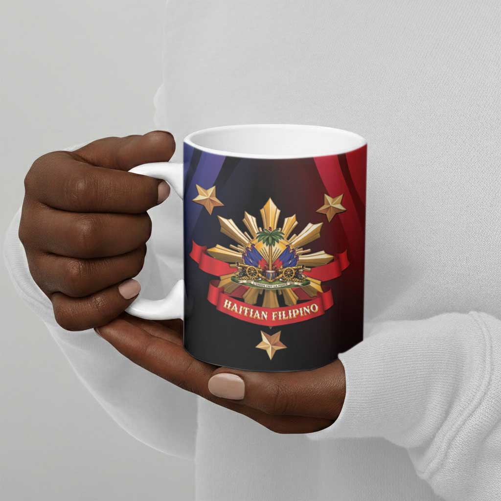 Personalized Haiti And Philippines Ceramic Mug Haitian Filipino Heritage Crest