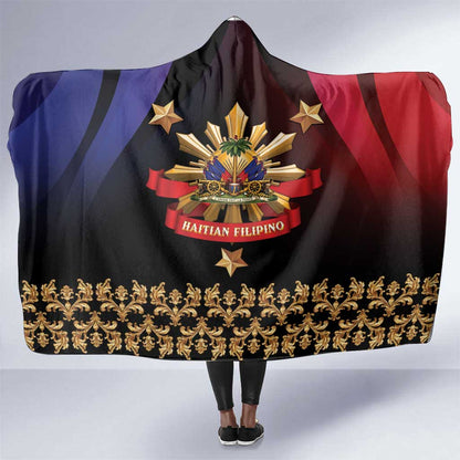 Haiti And Philippines Hooded Blanket Haitian Filipino Heritage Crest