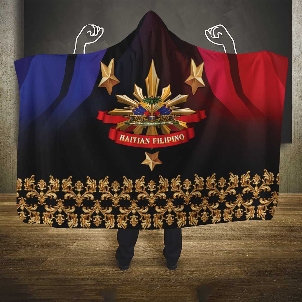 Haiti And Philippines Hooded Blanket Haitian Filipino Heritage Crest