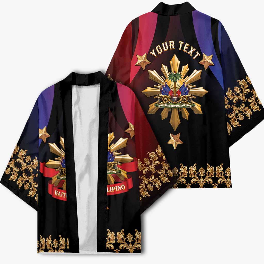 Personalized Haiti And Philippines Kimono Haitian Filipino Heritage Crest