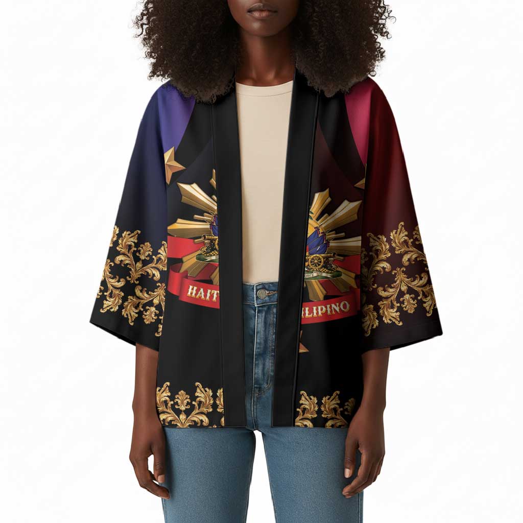 Personalized Haiti And Philippines Kimono Haitian Filipino Heritage Crest