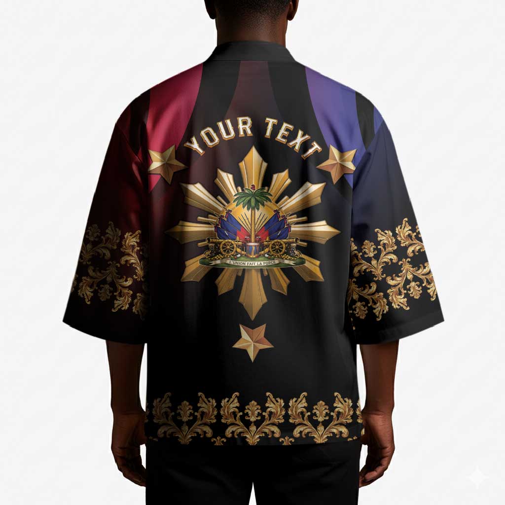 Personalized Haiti And Philippines Kimono Haitian Filipino Heritage Crest
