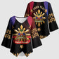 Personalized Haiti And Philippines Kimono Sleeve Blouse Haitian Filipino Heritage Crest